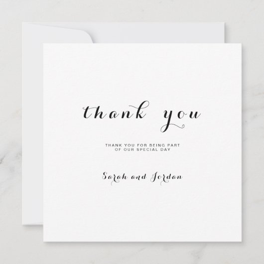 Eenvoudig Script Elegant Vierkante foto bruiloft Bedankkaart (Achterkant)