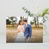 Eenvoudig script Elegant Wedding Dank u Foto Kaart (Staand voorkant)
