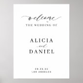 Eenvoudig script elegant wit huwelijks welkom bord poster (Voorkant)