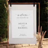 Eenvoudig script elegant wit huwelijks welkom bord poster