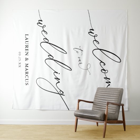 Eenvoudig script Elegante bruiloft achtergrond Wandkleed (In Situ (horizontaal))