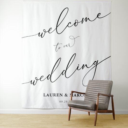 Eenvoudig script Elegante bruiloft achtergrond Wandkleed (In situ)