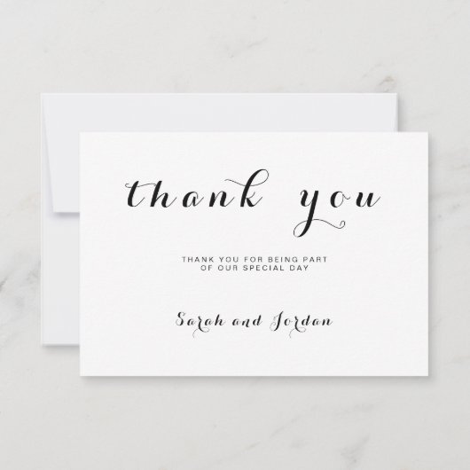 Eenvoudig script Elegante foto bruiloft Bedankkaart (Achterkant)