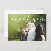Eenvoudig script Elegante foto bruiloft Bedankkaart (Voorkant / Achterkant)