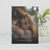 Eenvoudig script Elegante moderne bruiloft foto ov Kaart (Staand voorkant)