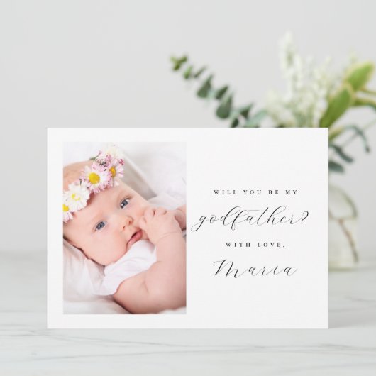 Eenvoudig script Elegante peetoom voorstel foto Kaart (Staand voorkant)