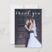 Eenvoudig Script Elegante Verticale Fotowedding Bedankkaart (Voorkant)
