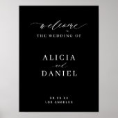 Eenvoudig script elegante zwarte bruiloft welkom t poster (Voorkant)