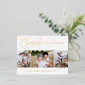 Eenvoudig script elke moment foto-collage folie feestdagen briefkaart (Staand Voorkant)