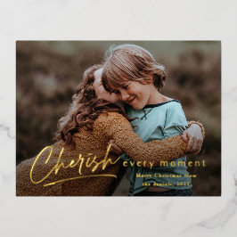 Eenvoudig script elke moment Foto Kerstmis Folie Feestdagen Briefkaart