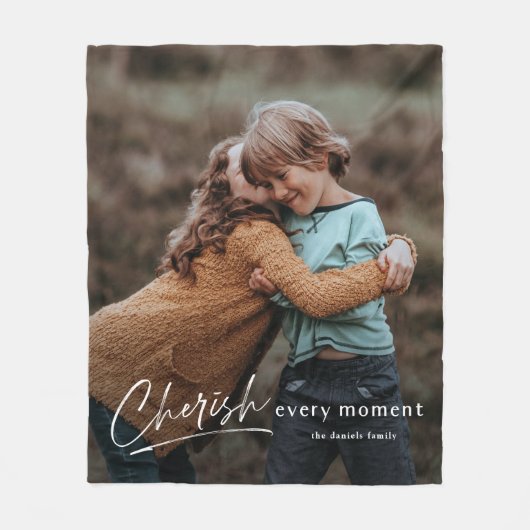 Eenvoudig script elke moment foto's fleece deken (Voorkant)
