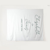Eenvoudig Script Emerald Green Wedding Photo Achte Wandkleed (Voorkant (horizontaal))