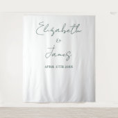 Eenvoudig Script Emerald Green Wedding Photo Achte Wandkleed (Voorkant)
