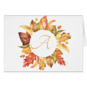 Eenvoudig Script Fall Leaves Wreath Monogram (Voorkant Horizontaal)