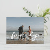 Eenvoudig Script Familie Foto Kerstmis Feestdagenkaart (Staand voorkant)