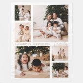 Eenvoudig Script Familie Fotocollage Vakantie Fleece Deken (Voorkant)