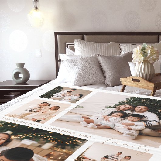 Eenvoudig Script Familie Fotocollage Vakantie Fleece Deken