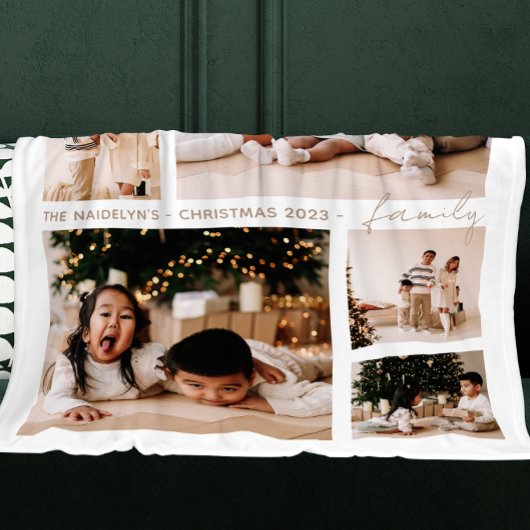 Eenvoudig Script Familie Fotocollage Vakantie Fleece Deken