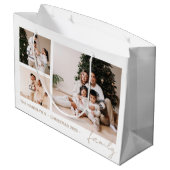 Eenvoudig Script Familie Fotocollage Vakantie Groot Cadeauzakje (Achterkant Gekanteld)