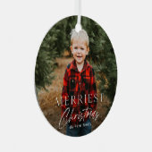 Eenvoudig script feestdag kerstfoto's metalen ornament (Voorkant Rechts)