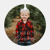 Eenvoudig script feestdag kerstfoto's metalen ornament (Achterkant)