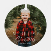 Eenvoudig script feestdag kerstfoto's metalen ornament (Voorkant)