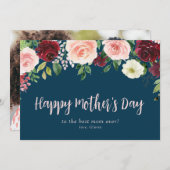 Eenvoudig script Floral Happy moederdag Card Feestdagenkaart (Voorkant / Achterkant)