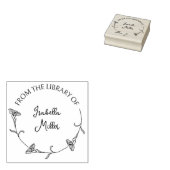 Eenvoudig Script Flower Round Library Book Rubberstempel (Gestempeld)