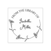 Eenvoudig Script Flower Round Library Book Rubberstempel (Afrduk)