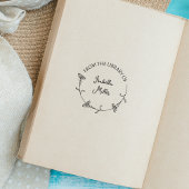 Eenvoudig Script Flower Round Library Book Rubberstempel