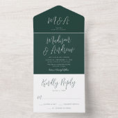 Eenvoudig script Forest Green Wedding All In One Uitnodiging (Binnen)