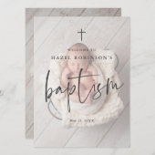 Eenvoudig script foto-baptisme Welkom Kaart (Voorkant / Achterkant)