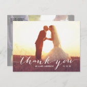 Eenvoudig Script Foto bruiloft Dank u Briefkaart (Voorkant / Achterkant)