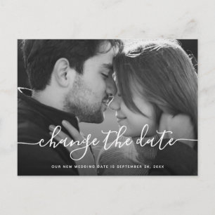 Eenvoudig script   Foto bruiloft Datum wijzigen Briefkaart