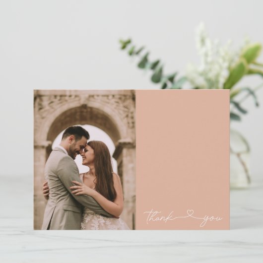 Eenvoudig script foto bruiloft Hartelijk dank Kaart (Staand voorkant)