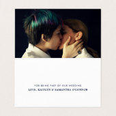 Eenvoudig script foto bruiloft Hartelijk dank Visitekaartje (Binnenkant ongevouwen)