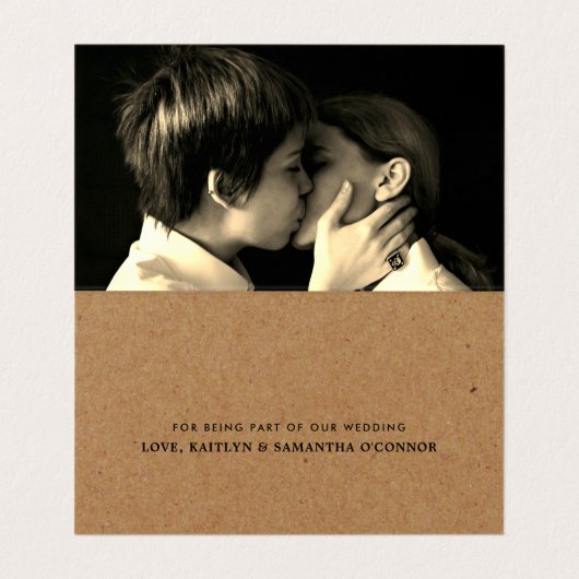 Eenvoudig script foto bruiloft Hartelijk dank Visitekaartje (Binnenkant ongevouwen)