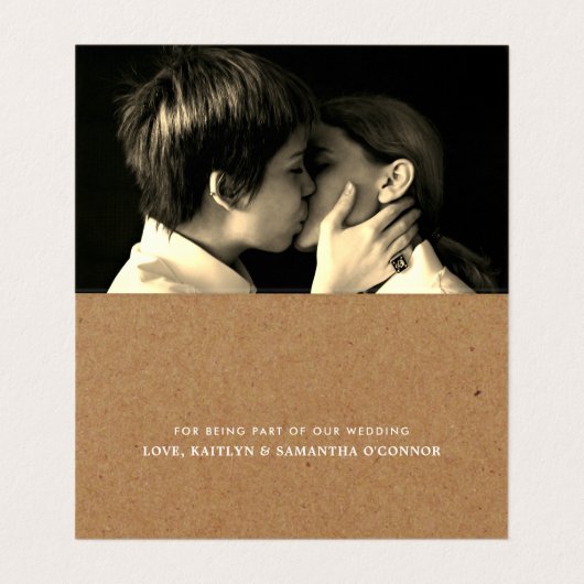 Eenvoudig script foto bruiloft Hartelijk dank Visitekaartje (Binnenkant ongevouwen)