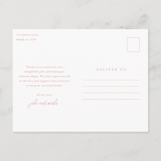 Eenvoudig script foto Collage Baby Hartelijk dank Briefkaart (Achterkant)