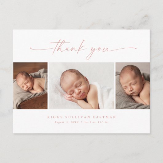 Eenvoudig script foto Collage Baby Hartelijk dank Briefkaart (Voorkant)