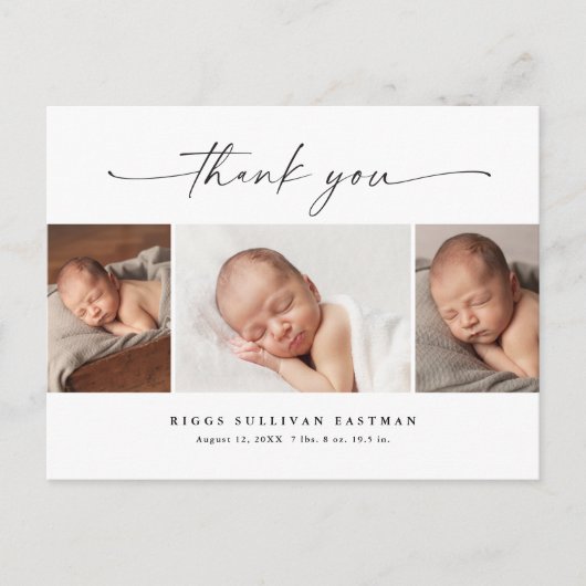 Eenvoudig script foto Collage Baby Hartelijk dank Briefkaart (Voorkant)