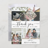 Eenvoudig script foto Collage Weddenschap Bedankt Briefkaart (Voorkant / Achterkant)