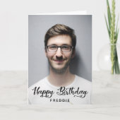 Eenvoudig Script Foto Gelukkige Verjaardag Echt Kaart (Voorkant)