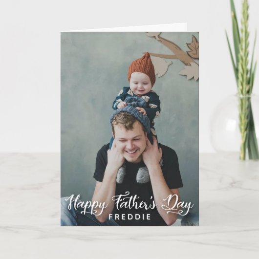 Eenvoudig script Foto Happy Father's Kaart (Voorkant)