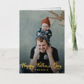 Eenvoudig script Foto Happy Vaderdag Real Folie Wenskaart (Voorkant)