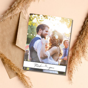 Eenvoudig Script Foto Huwelijk Budget Bedankt Briefkaart