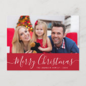 Eenvoudig script foto Merry Christmas Briefkaart (Voorkant)