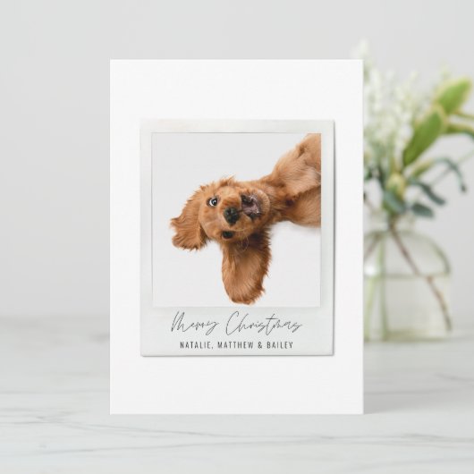 Eenvoudig script  foto moderne kerst feestdagenkaart (Staand voorkant)