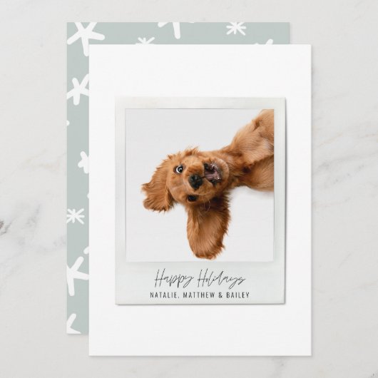 Eenvoudig script  foto moderne kerst feestdagenkaart (Voorkant / Achterkant)