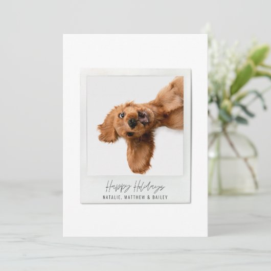 Eenvoudig script  foto moderne kerst feestdagenkaart (Staand voorkant)